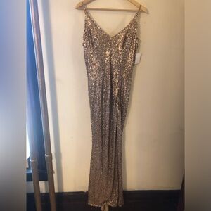 Zeena by Mac Duggel gold sequence slip dress - Sz 12